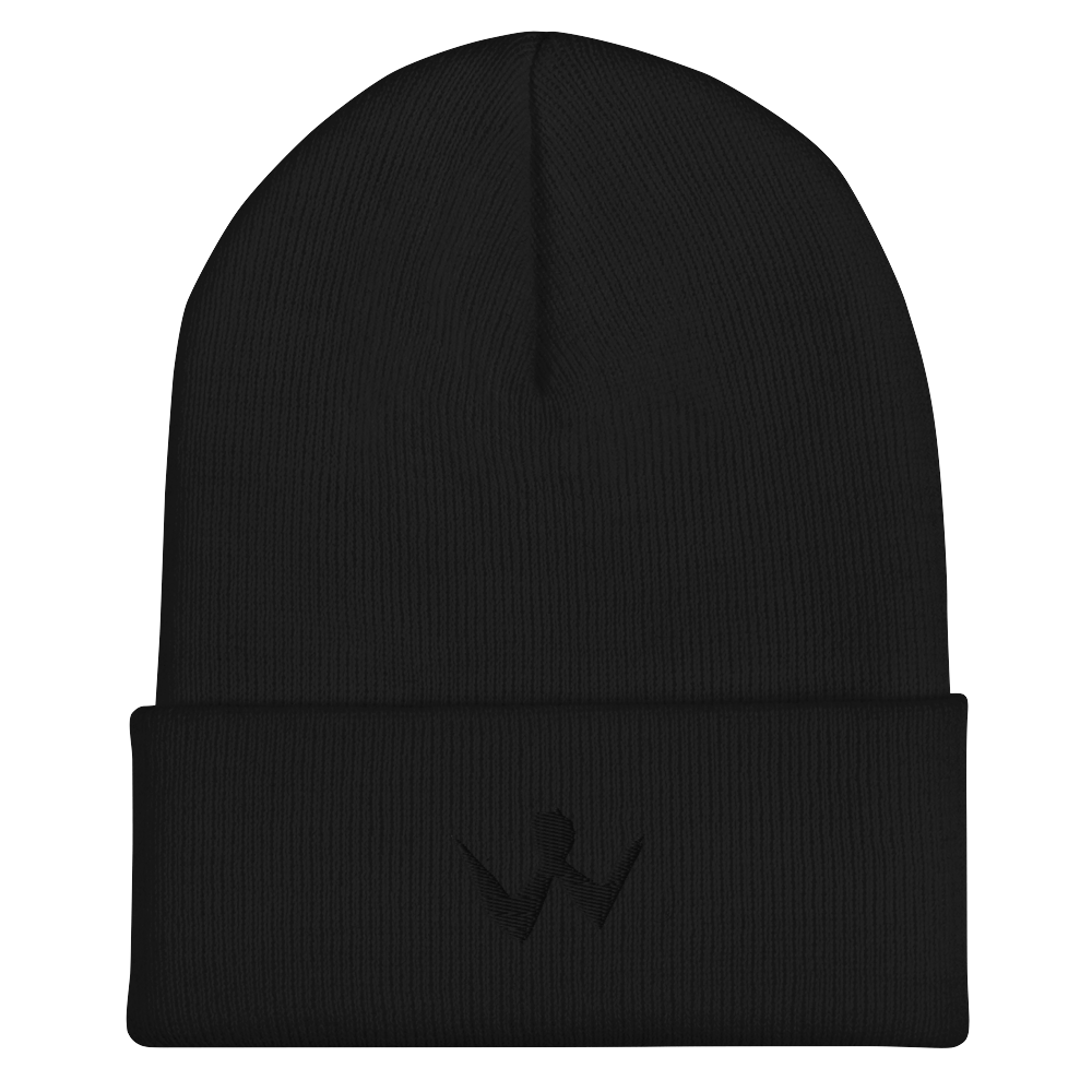 Cuffed Beanie "W" Black Logo Unisex