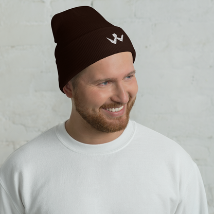 Cuffed Beanie "W" White Logo Unisex