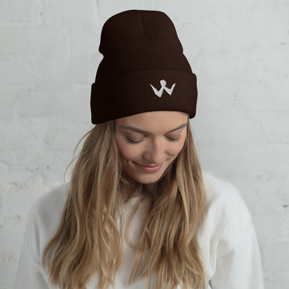 Cuffed Beanie "W" White Logo Unisex