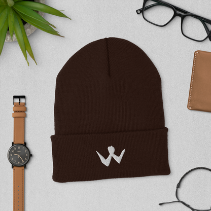 Cuffed Beanie "W" White Logo Unisex