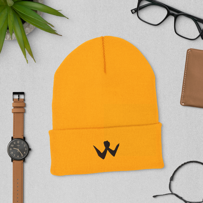 Cuffed Beanie "W" Black Logo Unisex